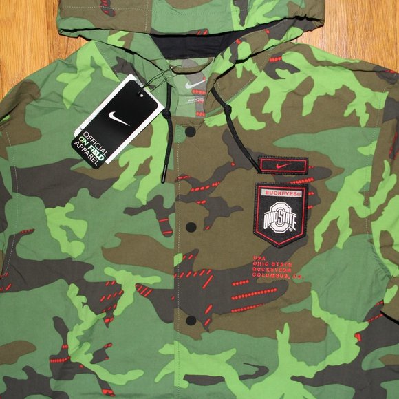 Nike Ohio State Buckeyes On Field Camo Woven Jacket Mens L Military - Picture 2 of 7